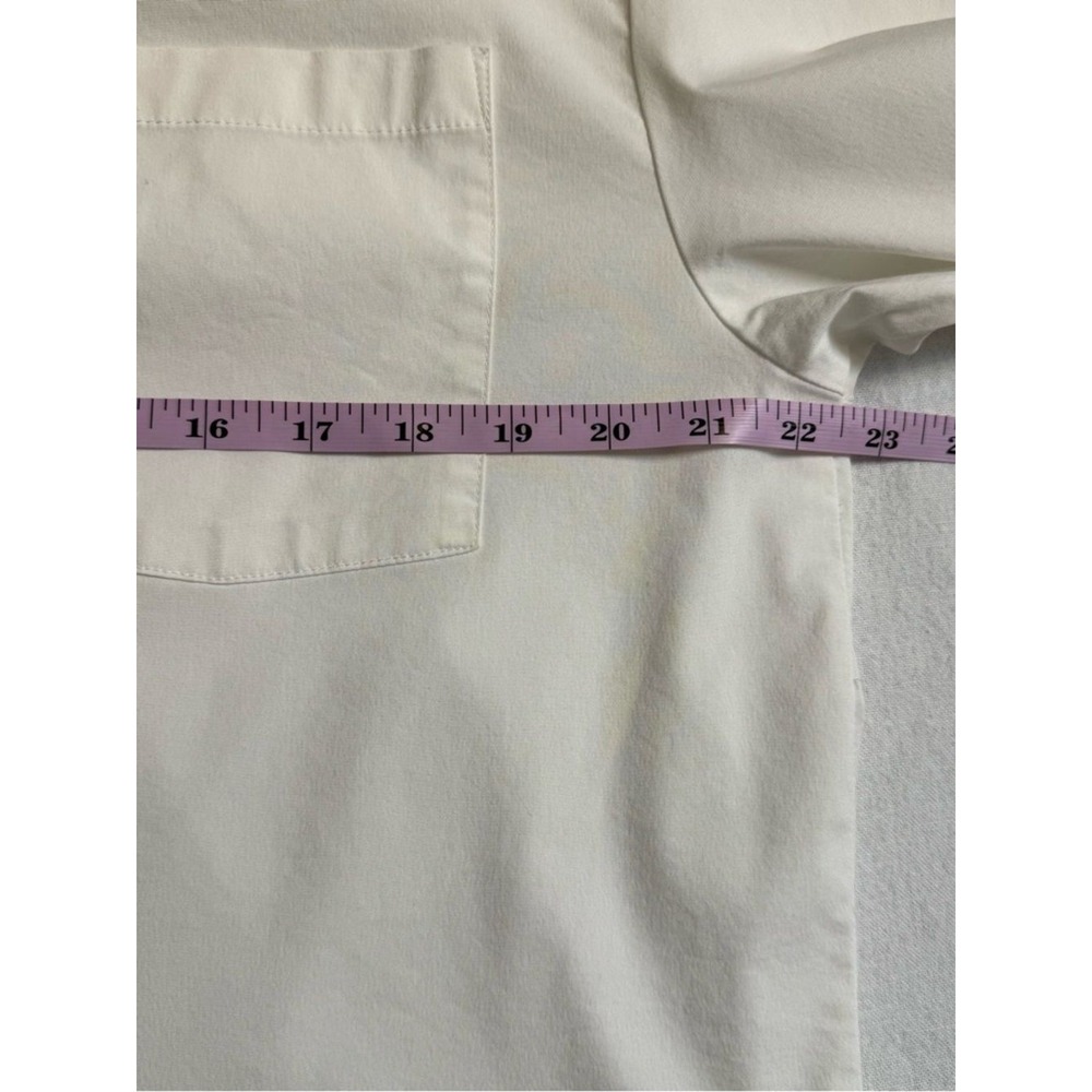 Philosophy White Collared Button Up Shirt Stretch Cotton Classic Blouse L - Picture 7 of 13